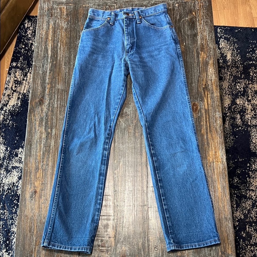 Vintage Wrangler Women's Blue Straight-Leg Jeans